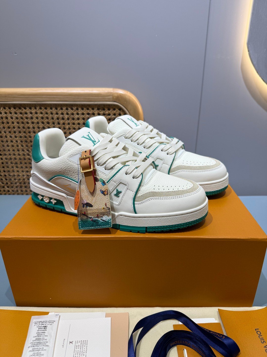 Sneakers Trainer 'Blanc Vert Émeraude'