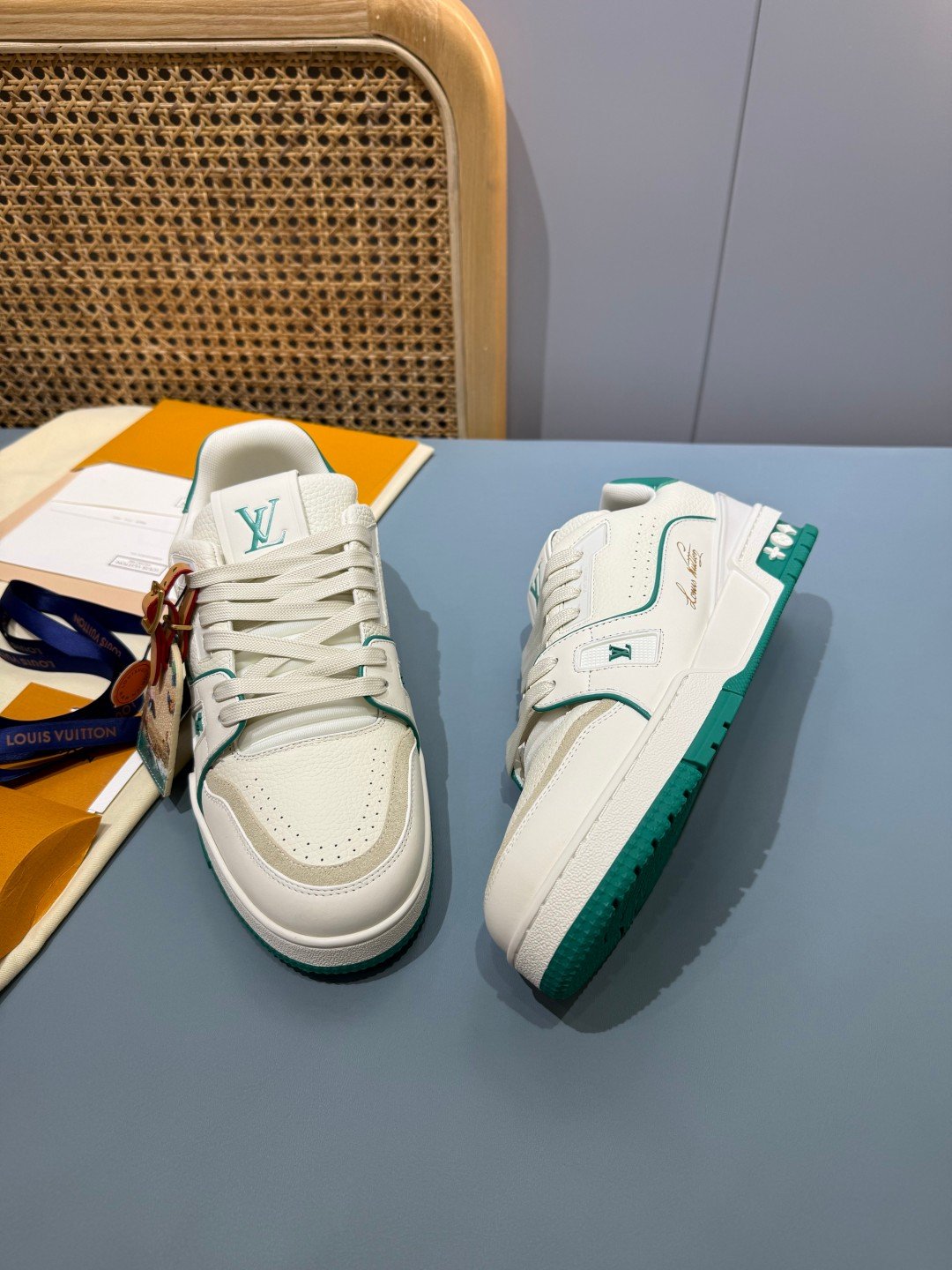 Sneakers Trainer 'Blanc Vert Émeraude' — vue 16