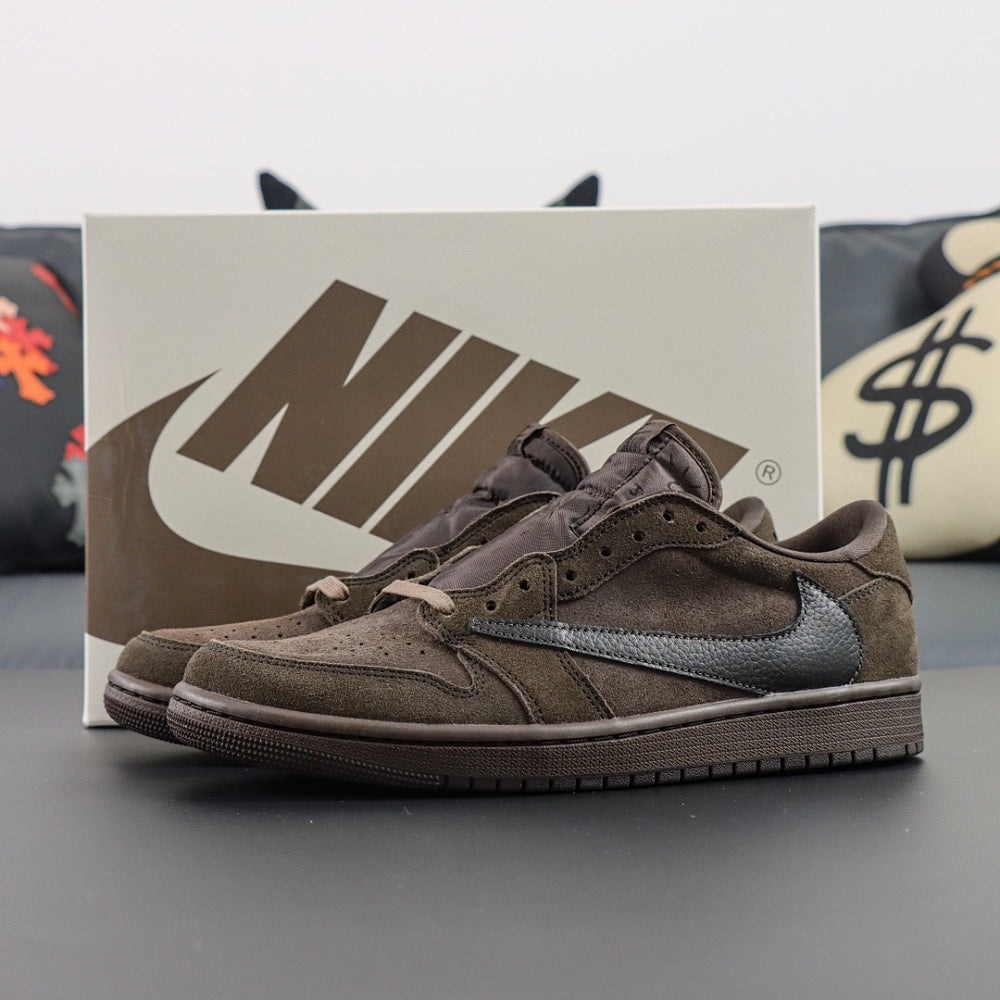 Sneakers Basses Cuir Noir & Daim Marron 'Velvet Brown'