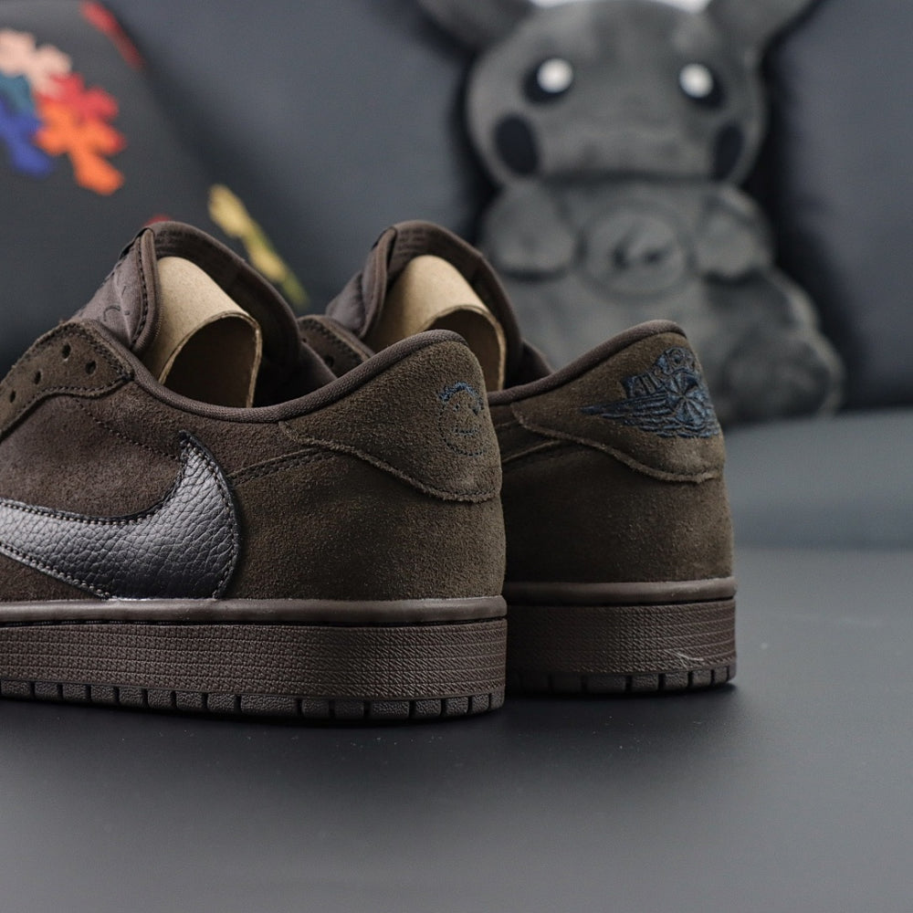 Sneakers Basses Cuir Noir & Daim Marron 'Velvet Brown'