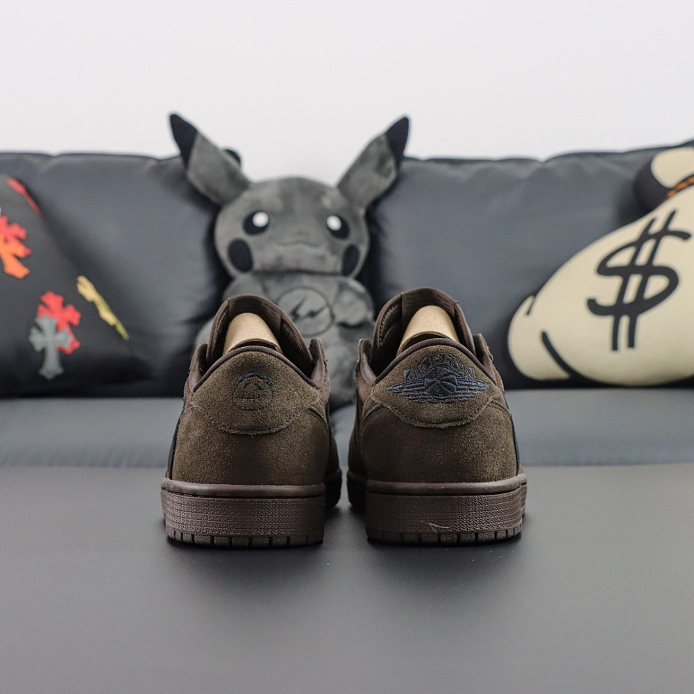 Sneakers Basses Cuir Noir & Daim Marron 'Velvet Brown'