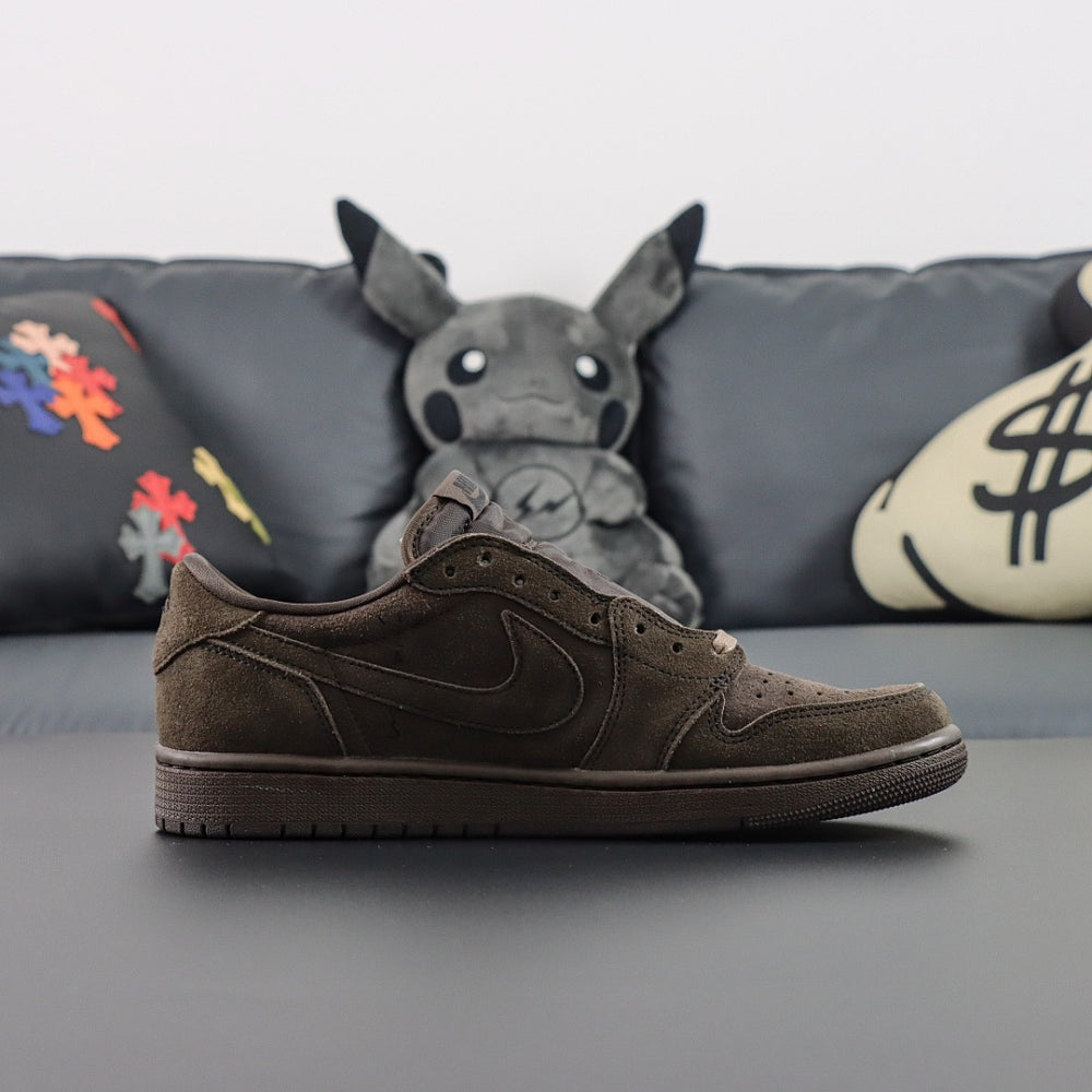 Sneakers Basses Cuir Noir & Daim Marron 'Velvet Brown'