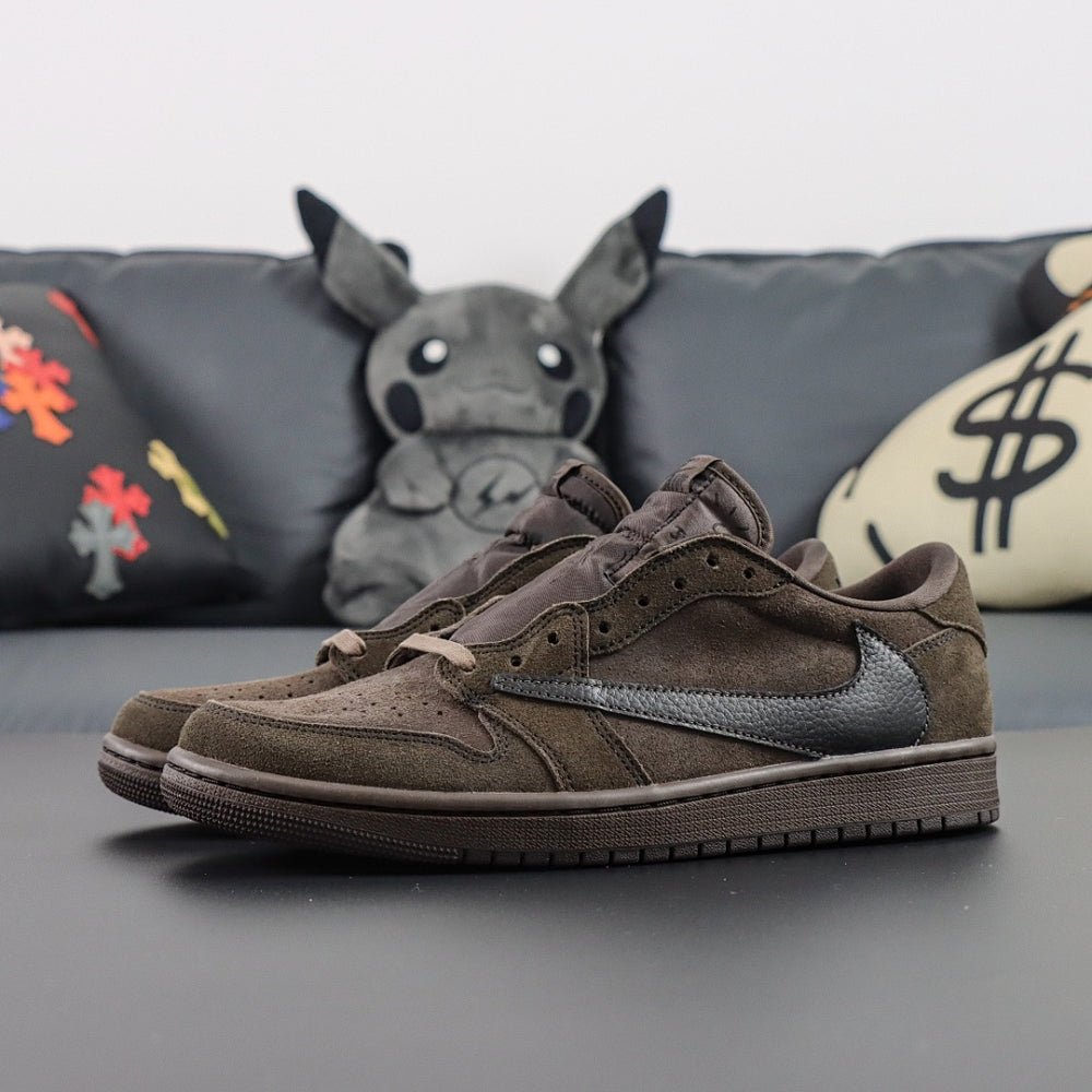 Sneakers Basses Cuir Noir & Daim Marron 'Velvet Brown'