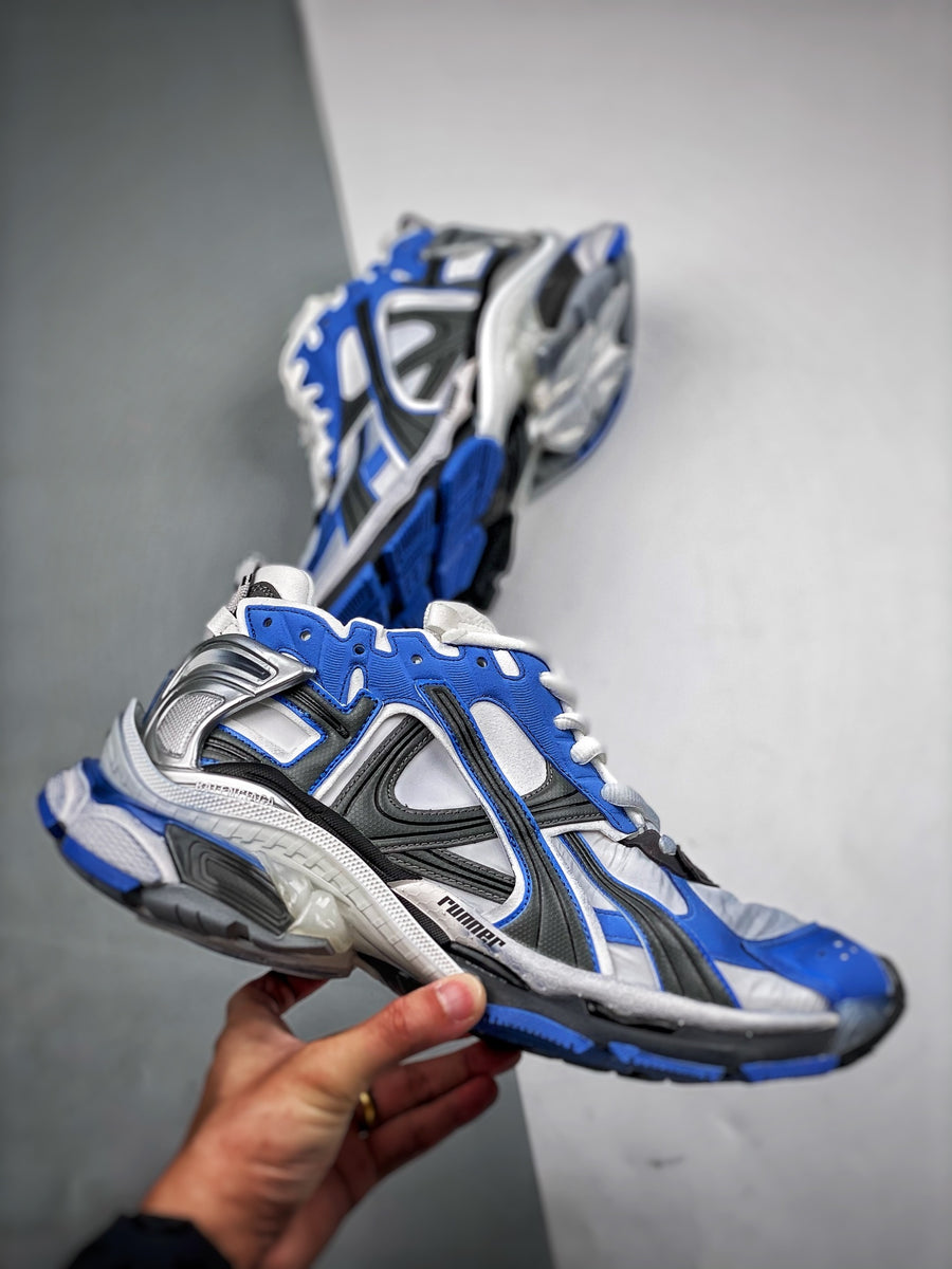 Sneakers Runner 7.5 'Blanc Bleu Royal'