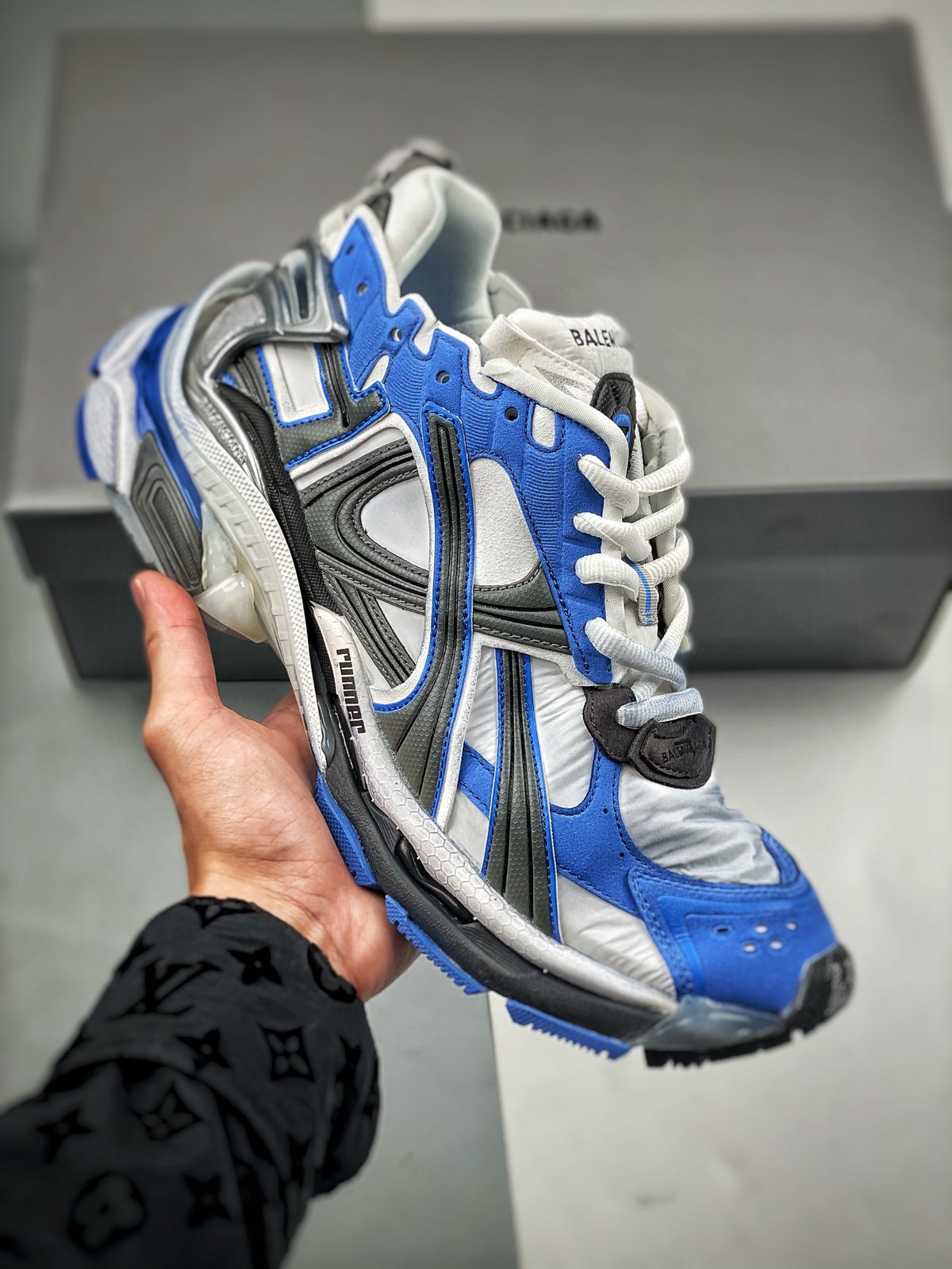 Sneakers Runner 7.5 'Blanc Bleu Royal'