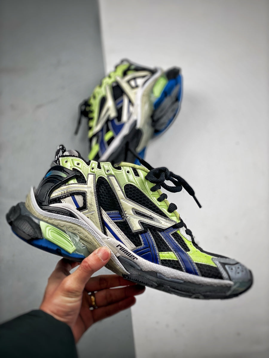 Sneakers Runner 'Noir Bleu Jaune Fluo'