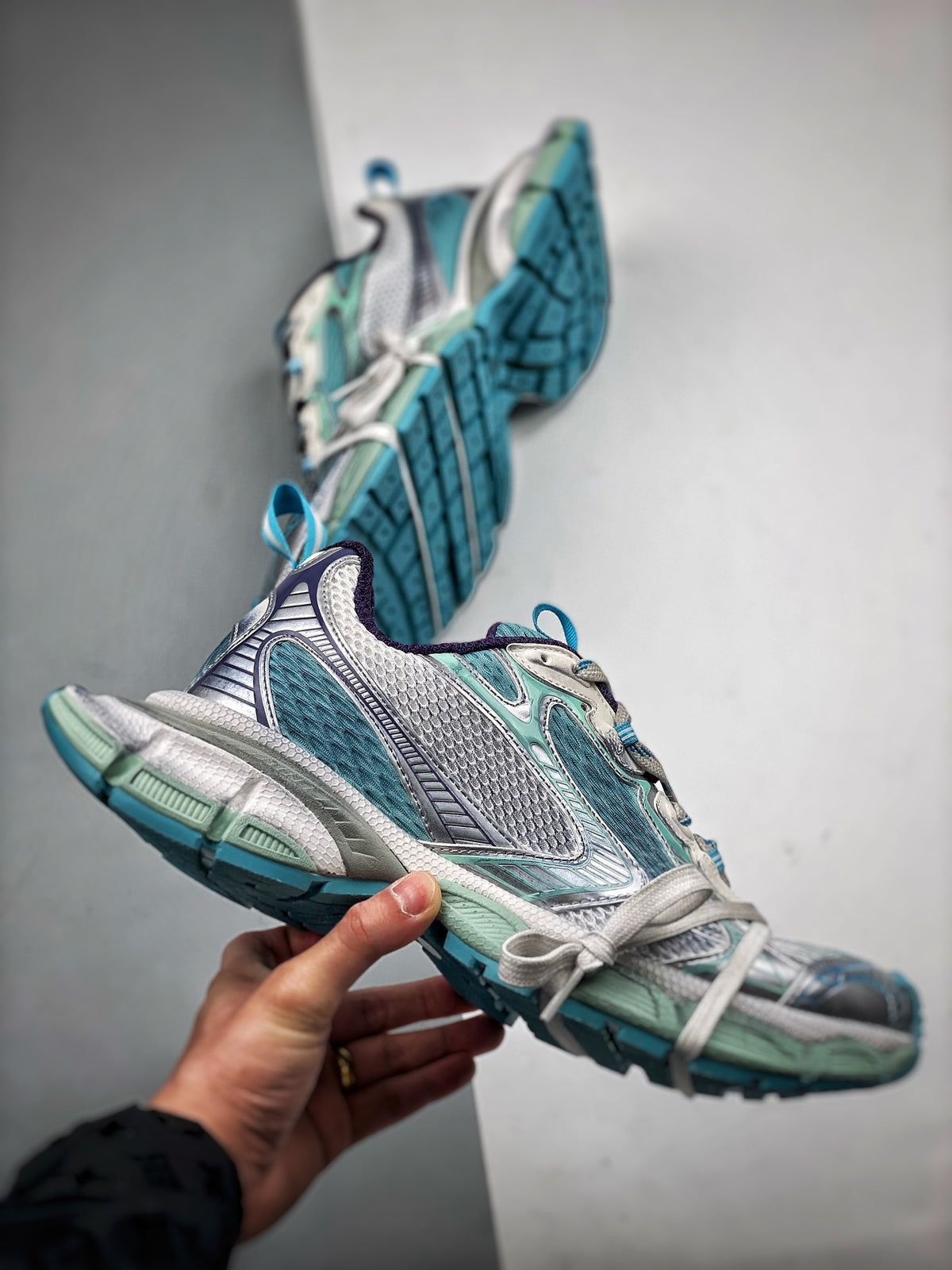 Sneakers 3XL 'Argent Bleu Turquoise'
