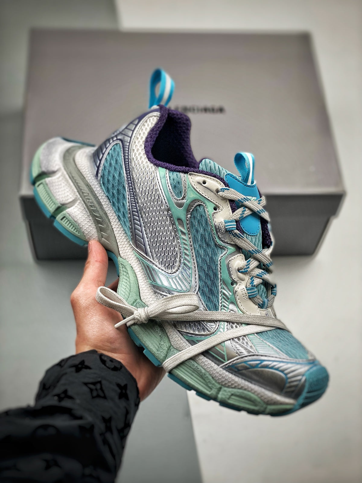 Sneakers 3XL 'Argent Bleu Turquoise'