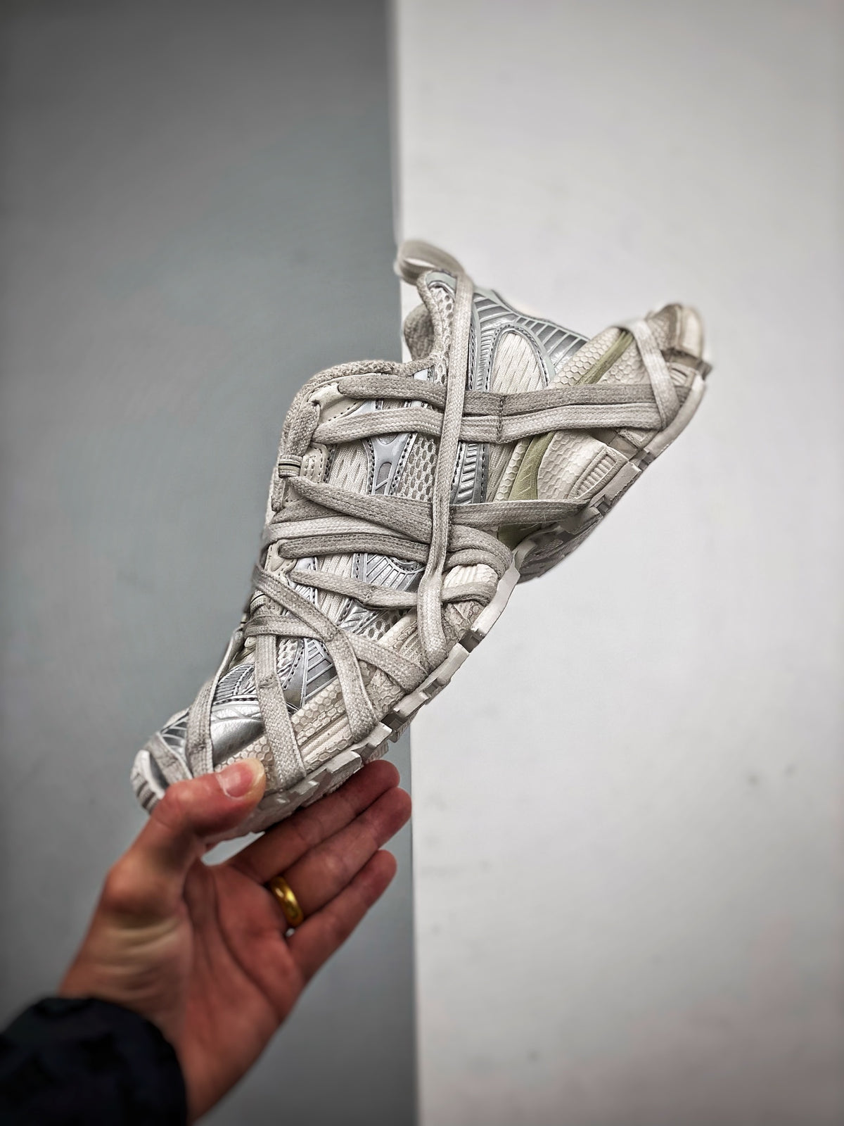 Sneakers 3XL Extreme Lace 'Blanc Gris Délavé'