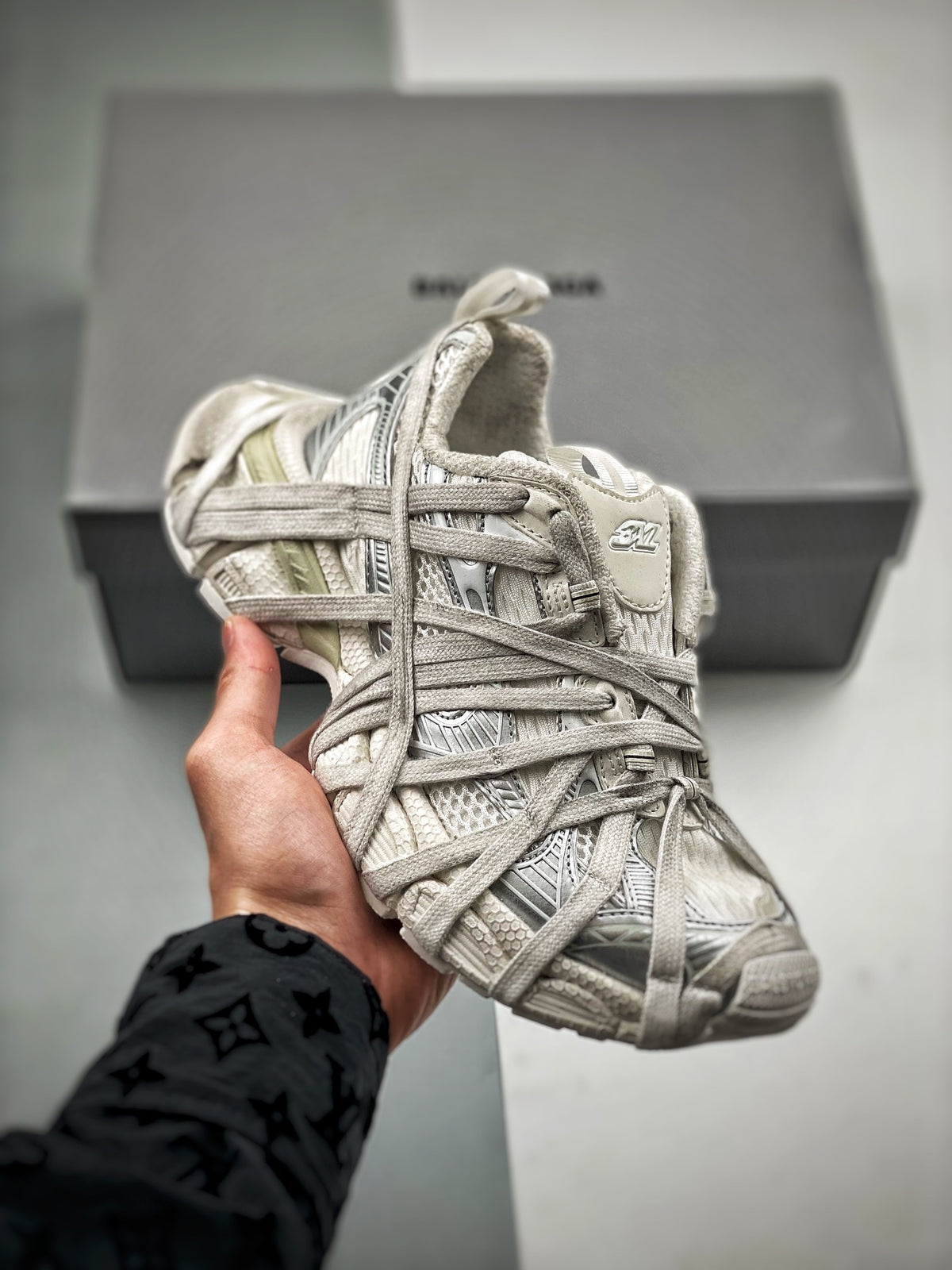 Sneakers 3XL Extreme Lace 'Blanc Gris Délavé'