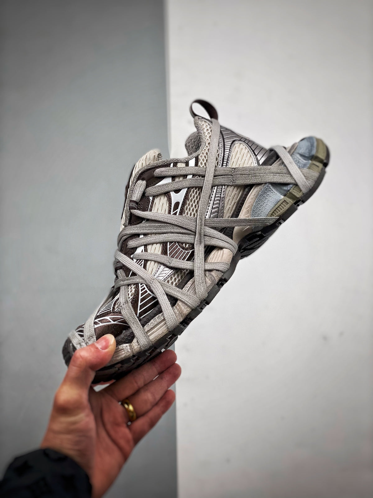Sneakers 3XL Extreme Lace 'Gris Argent Délavé'