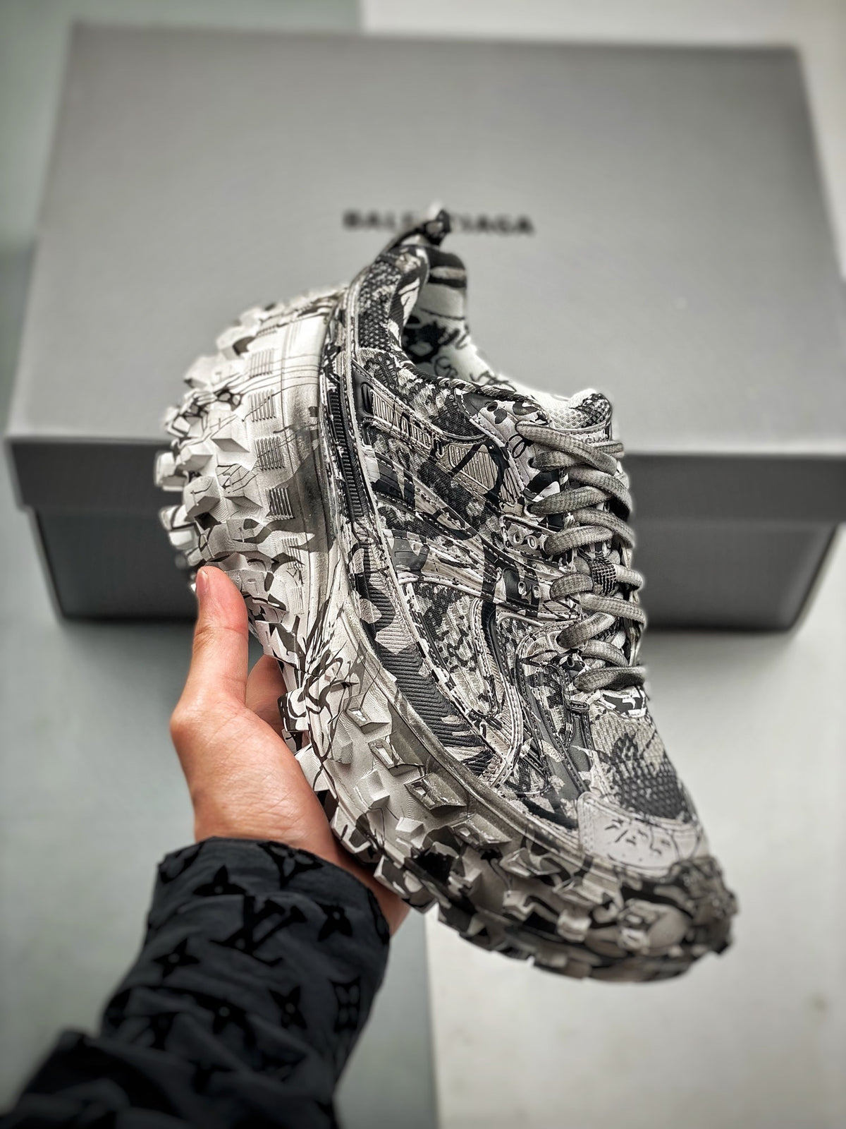Sneakers Defender 'Blanc Noir Effet Marbre'