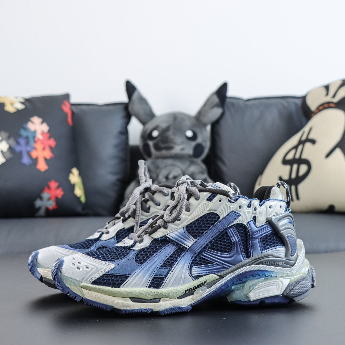 Sneakers Runner 'Blanc Bleu Marine'
