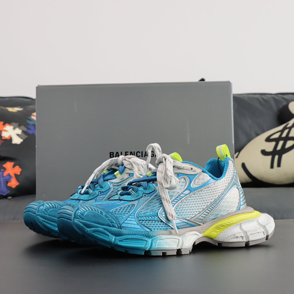 Sneakers 3XL 'Turquoise Jaune Fluo'