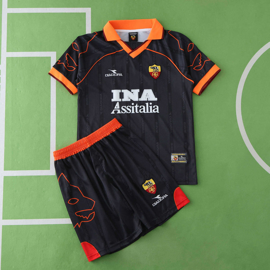 Ensemble Enfant AS Roma 1999/00 Extérieur Rétro — vue 10