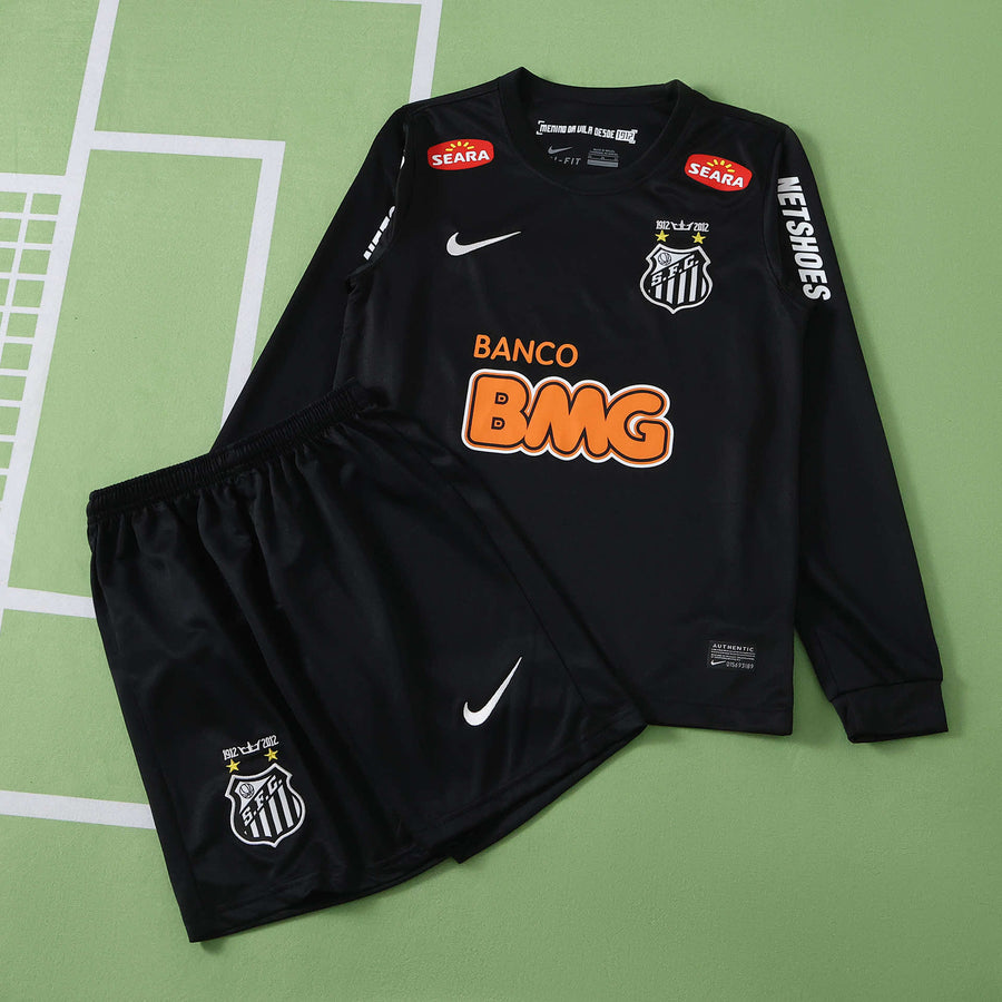 Ensemble Enfant Santos FC 2012/13 Manches Longues Rétro — Noir