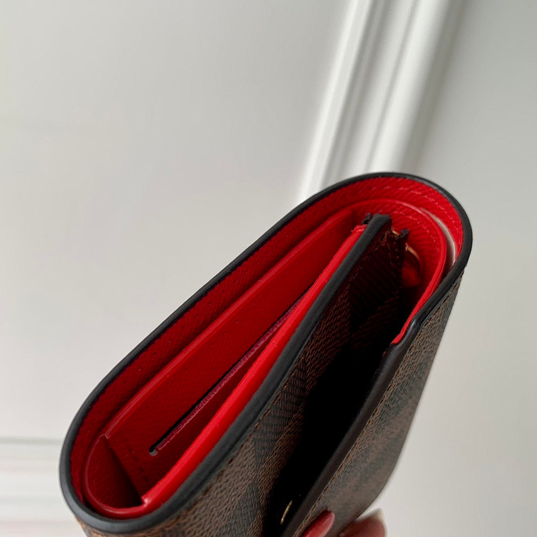 Portefeuille – Réf. HH142M41659 · Damier Ébène Rouge