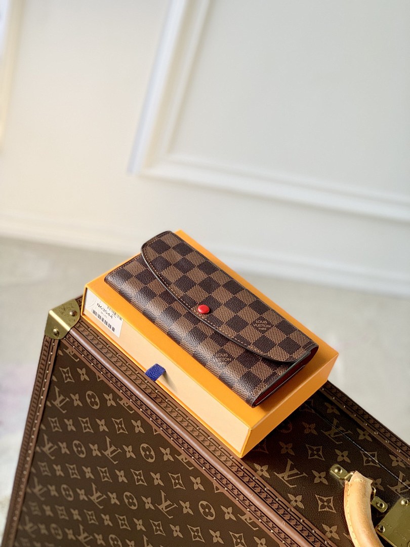 Portefeuille – Réf. HH148 · Damier Ébène Rouge