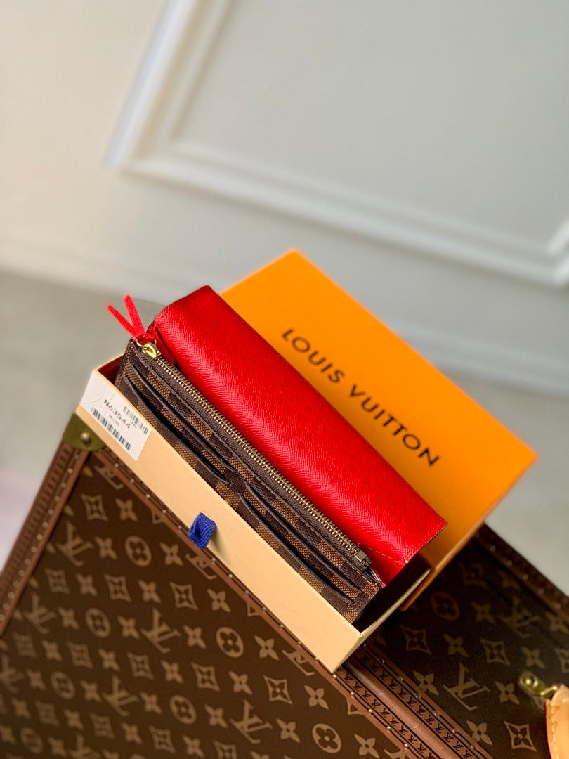 Portefeuille – Réf. HH148 · Damier Ébène Rouge
