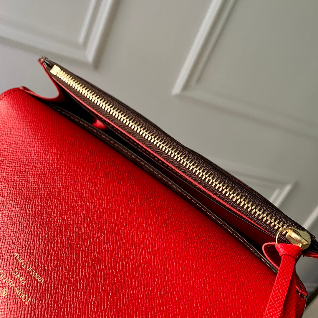 Portefeuille – Réf. HH148 · Damier Ébène Rouge