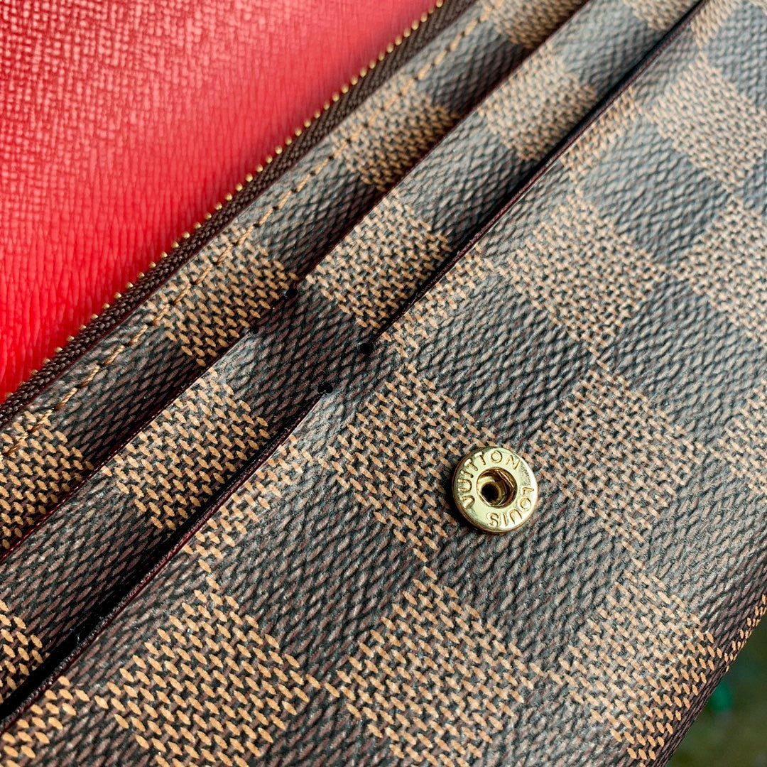 Portefeuille – Réf. HH148 · Damier Ébène Rouge