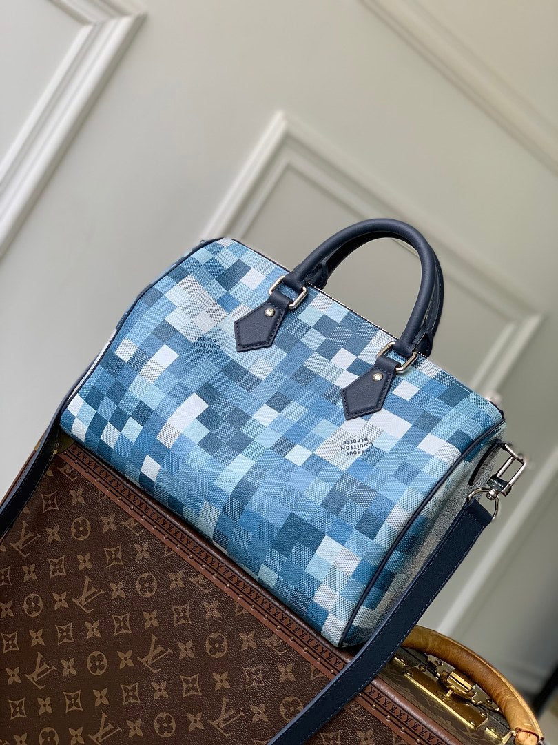 Sac à main Speedy – Réf. 28978 · Damier Bleu