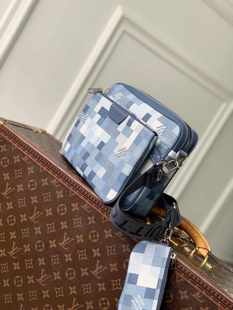 Sacoche Messenger – Réf. 28601 · Damier Bleu
