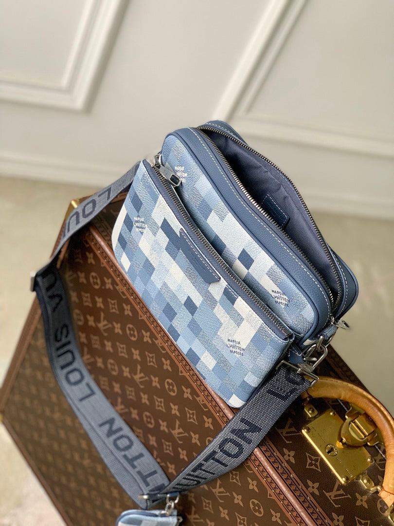 Sacoche Messenger – Réf. 28601 · Damier Bleu