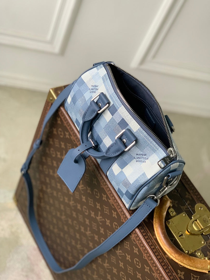 Sac à main Speedy – Réf. 28600 · Damier Bleu