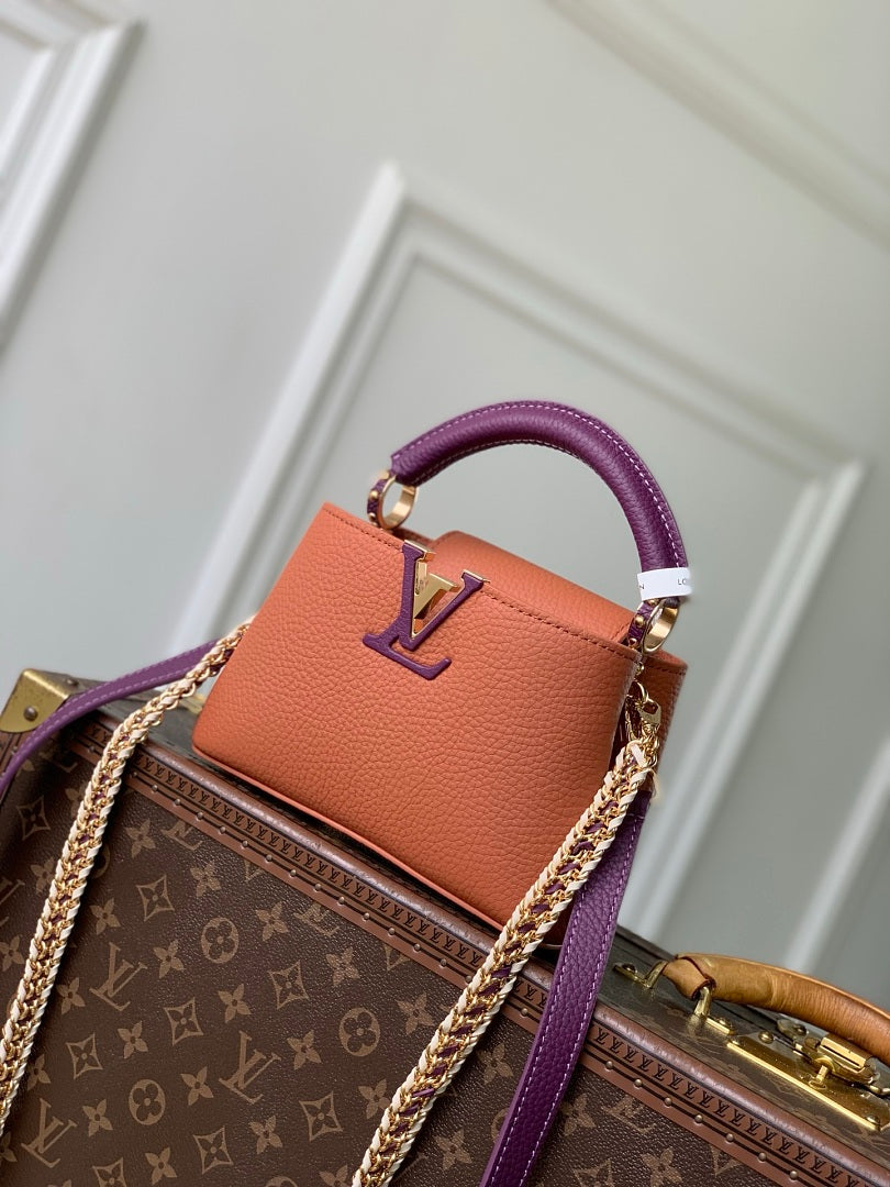 Sac à main Capucines – Réf. 29439 · Marron Violet Mini