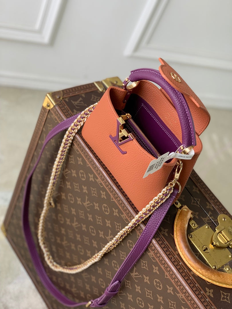 Sac à main Capucines – Réf. 29439 · Marron Violet Mini