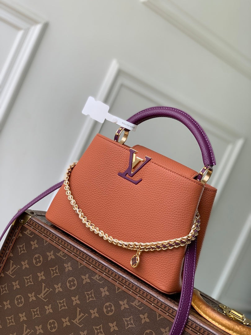 Sac à main Capucines – Réf. 29439 · Marron Violet PM