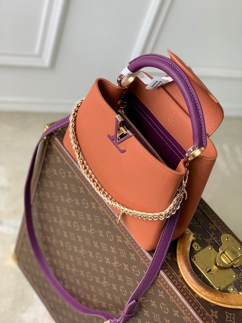 Sac à main Capucines – Réf. 29439 · Marron Violet PM