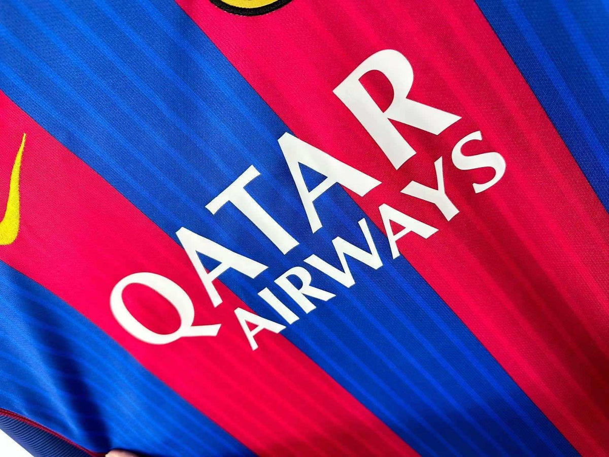 Maillot FC Barcelone 2016/17 Domicile Manches Longues Rétro — vue 3