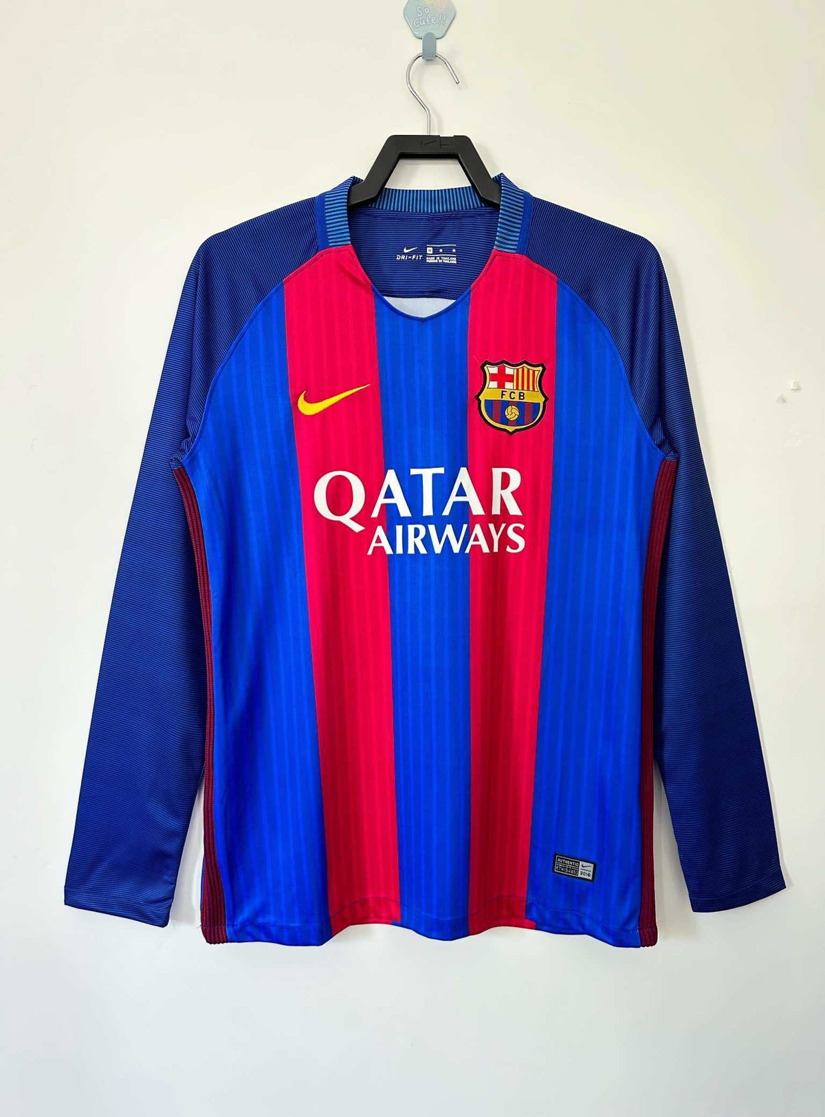 Maillot FC Barcelone 2016/17 Domicile Manches Longues Rétro — vue 7
