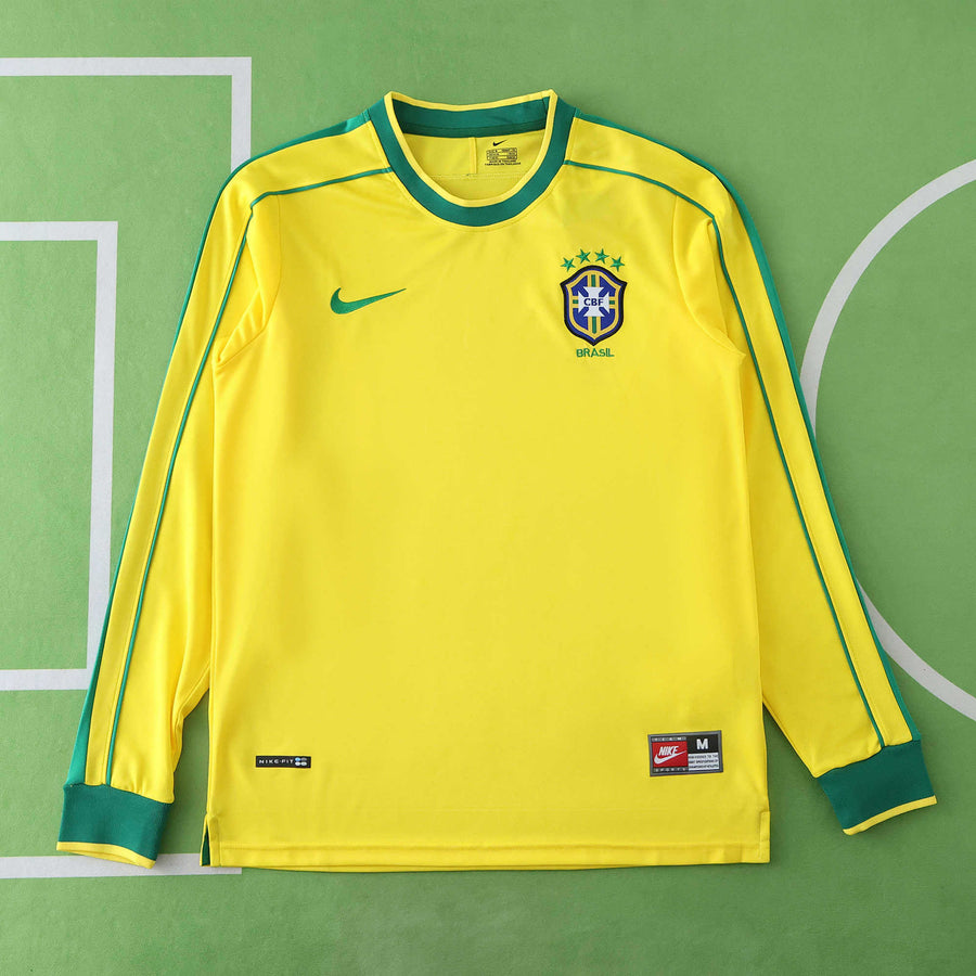 Maillot Brésil 1998 Domicile Manches Longues Rétro