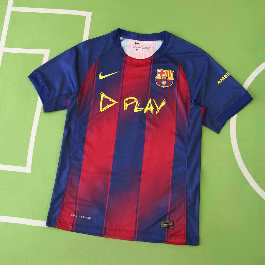 Maillot FC Barcelone 2025/26 — x Spotify x Ed Sheeran · Version Joueur — vue 3