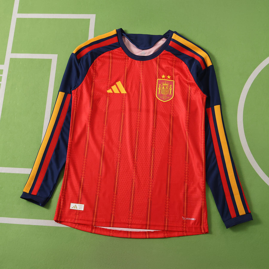 Maillot Espagne 2026 Domicile Manches Longues — 2 étoiles · Version Joueur · Coupe du Monde 2026