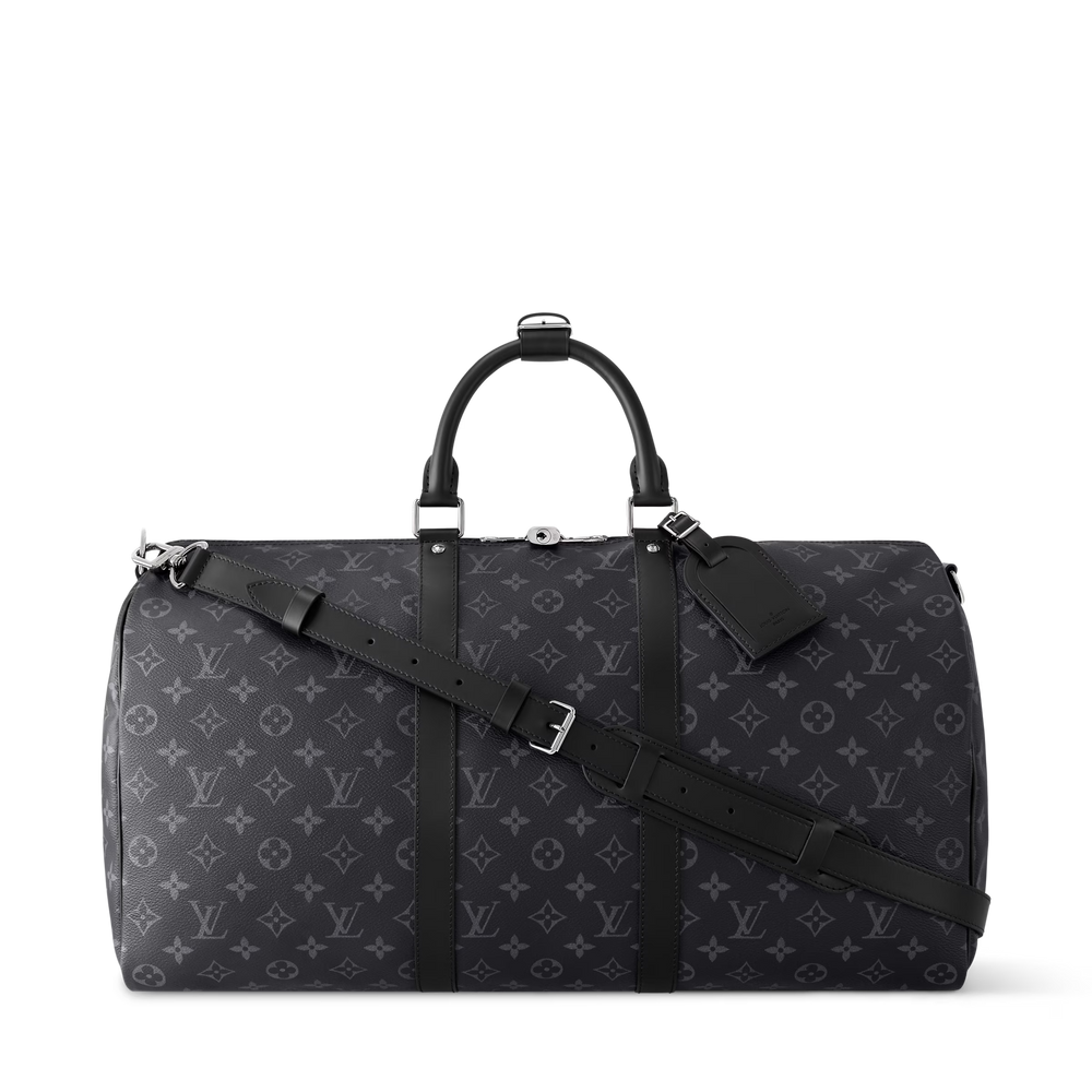 Sac de Voyage Toile Monogrammée Noire 50 cm — Bandoulière