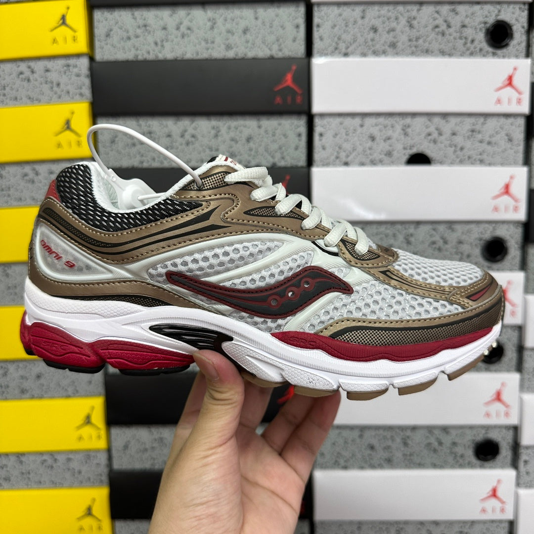 Saucony ProGrid Omni 9 'Blanc Marron Bordeaux' — vue 10